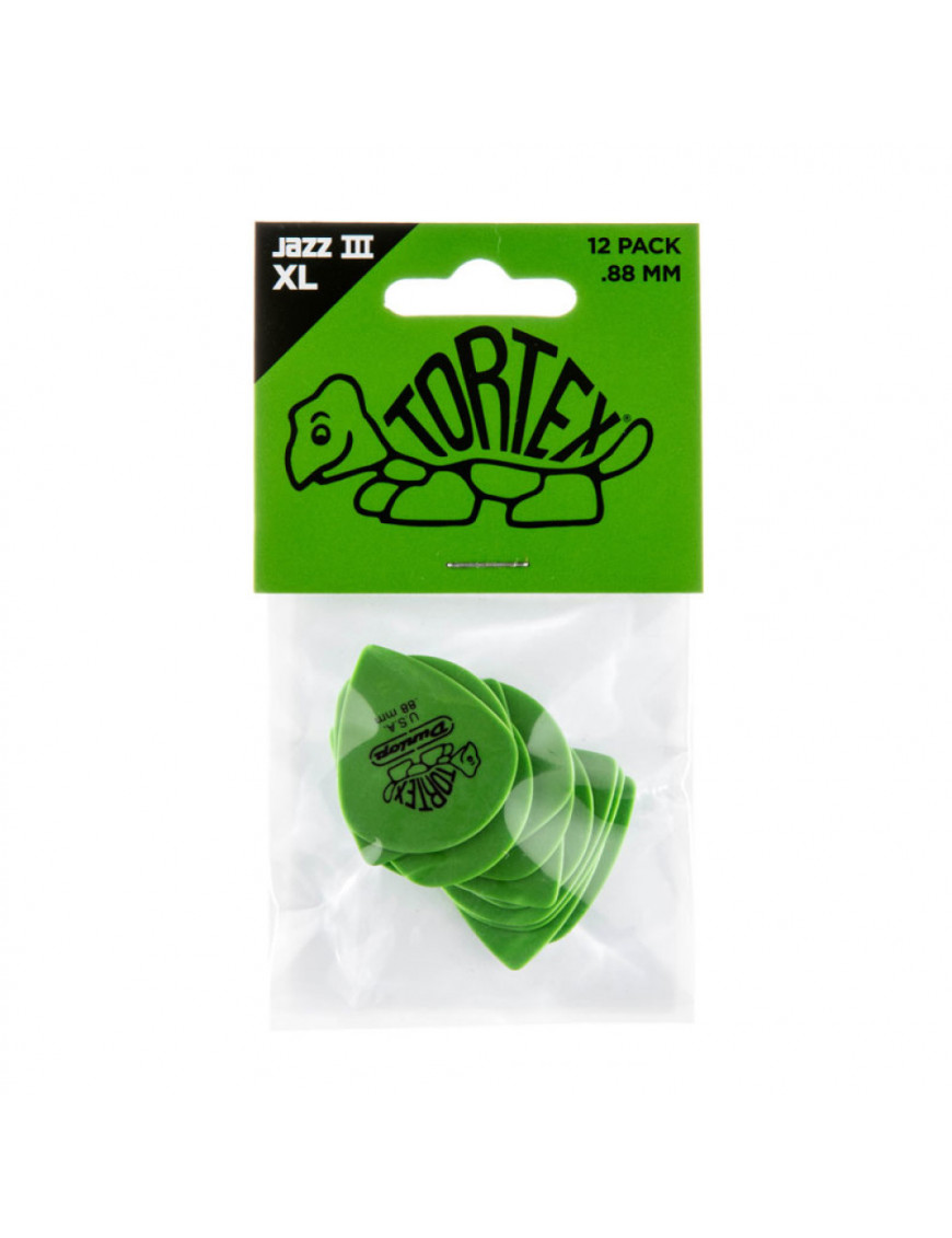 Bolsa 12 Púas Dunlop 498P-088 Tortex Jazz III Xl 0.88mm Pickers
