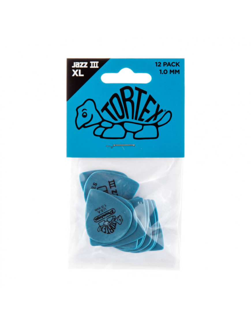 Bolsa 12 Púas Dunlop 498P-100 Tortex Jazz III Xl 1.00mm Pickers