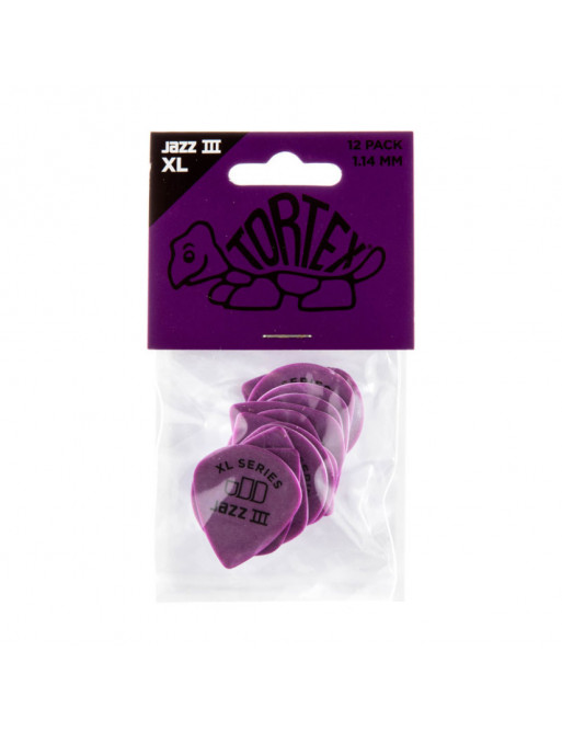 Bolsa 12 Púas Dunlop 498P-114 Tortex Jazz III Xl 1.14mm Pickers