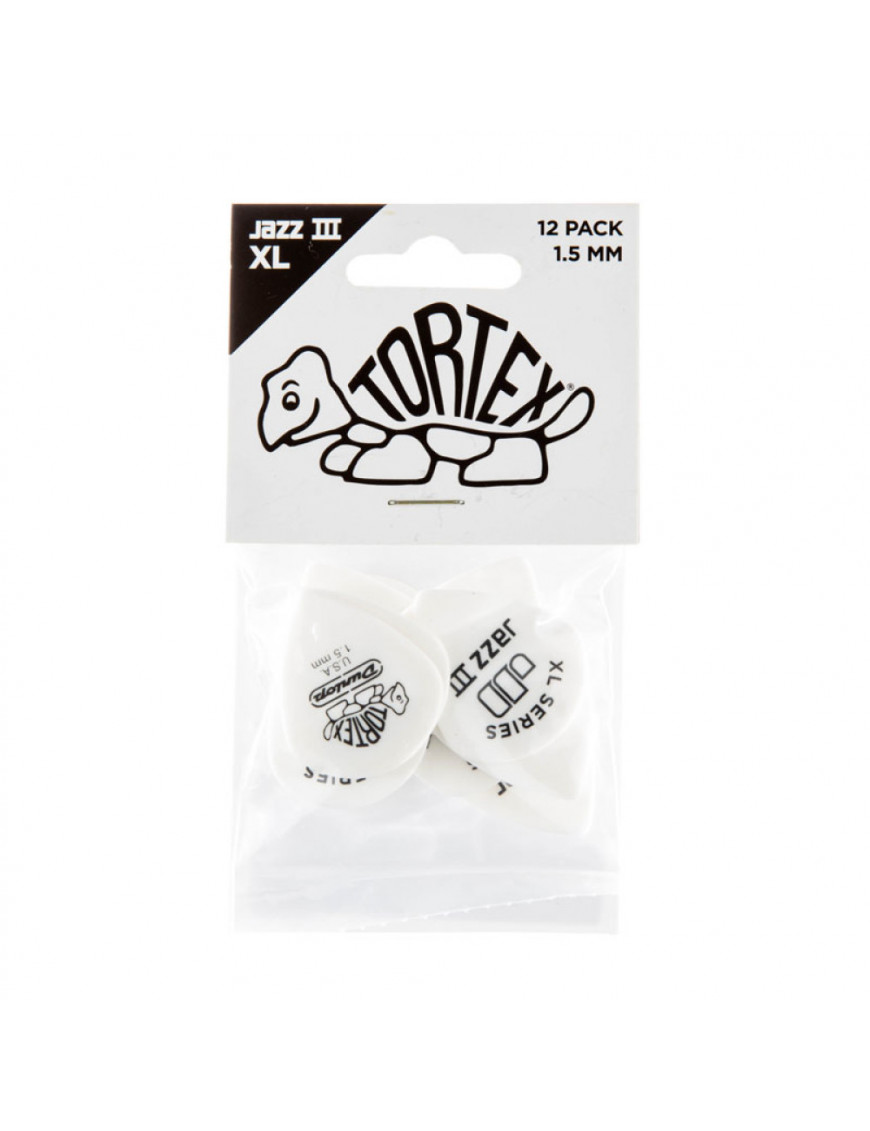 Bolsa 12 Púas Dunlop 498P-150 Tortex Jazz III Xl 1.50mm Pickers