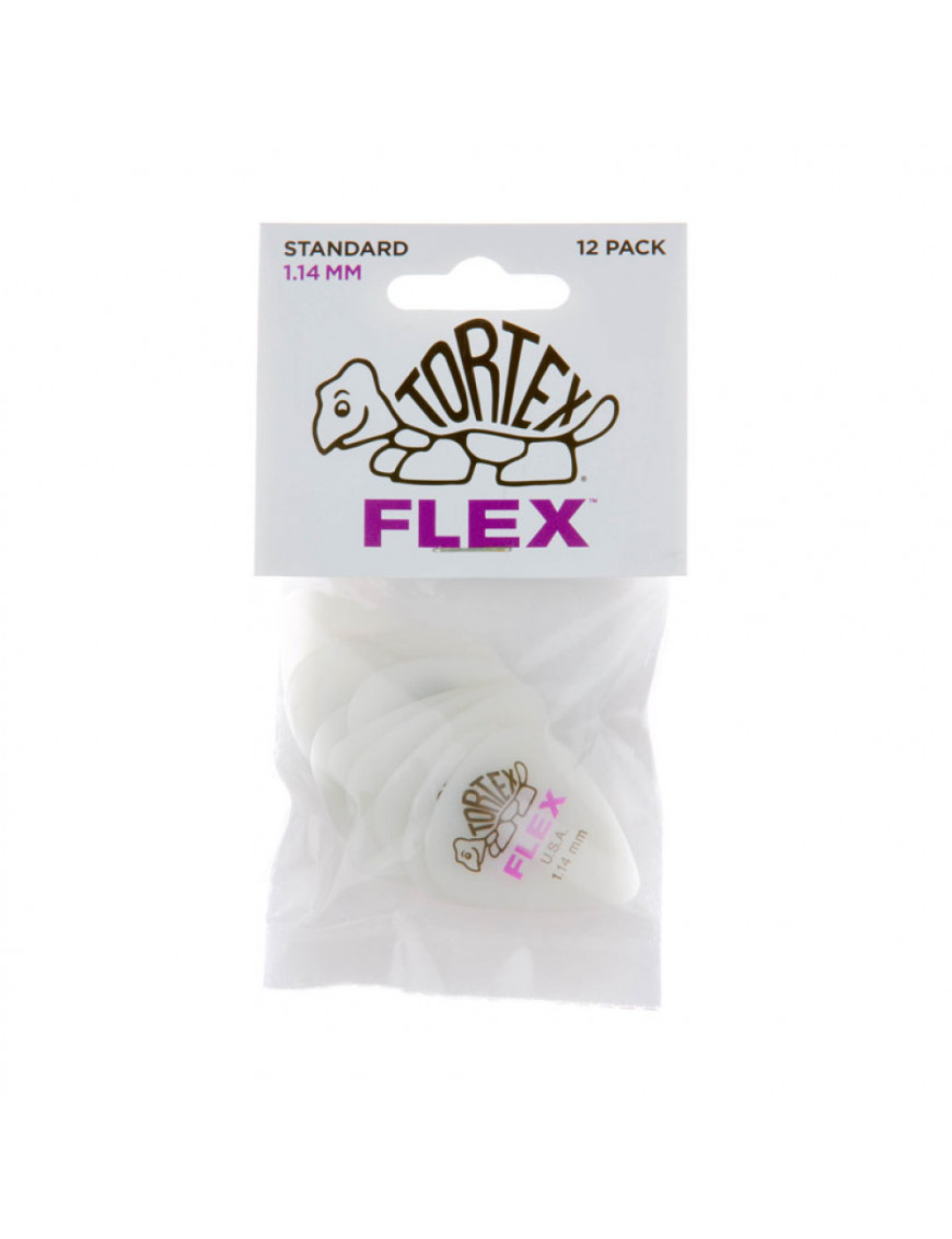 Bolsa 12 Púas Dunlop 428P-114 Tortex Flex Standard 1.14mm Pickers
