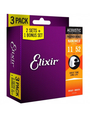 Pack Elixir 2+1 Juegos Acústica 16544 Ph Bronze 011/052