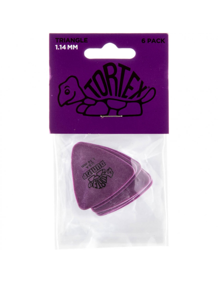 Bolsa 6 Púas Dunlop 431P-114 Tortex Triangle 1.14mm Pickers