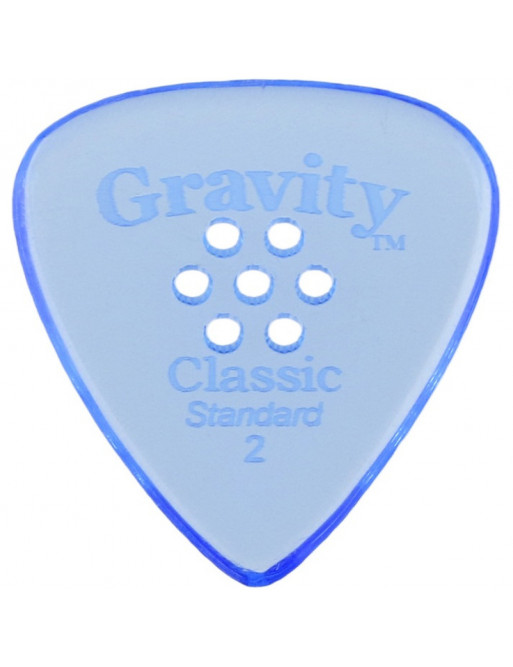 Púa Gravity Classic Standard 2.0mm Pulida Multi-Hole Azul GCLS2PM