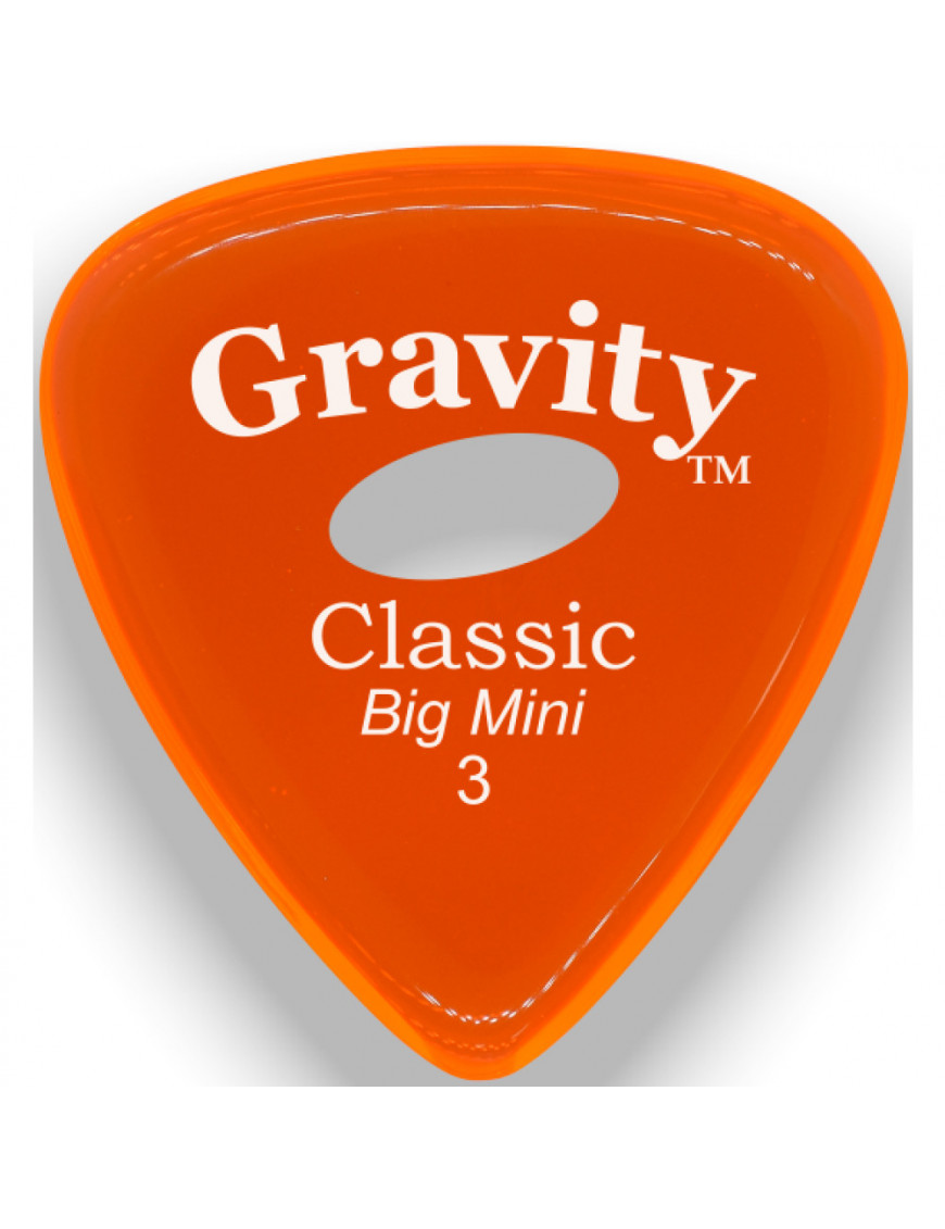 Púa Gravity Classic Big Mini 3.0mm Pulida Elipse Naranja GCLB3PE